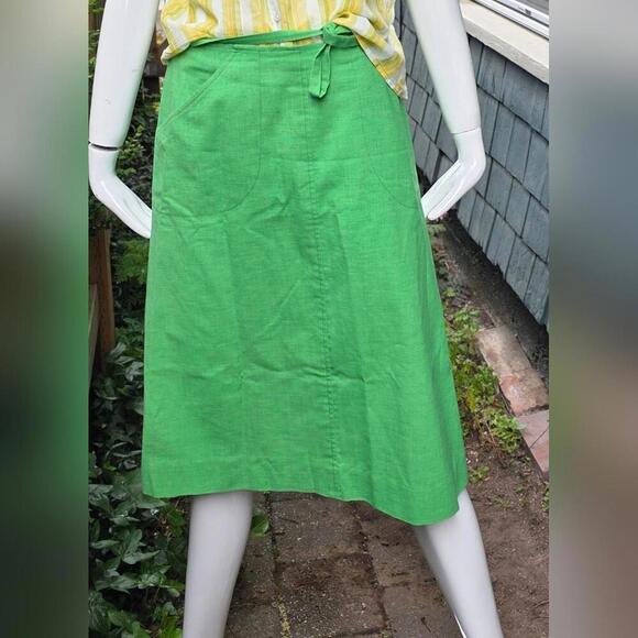 Vintage Green Linen Wrap around Skirt 28 inch waist - Picture 2 of 9